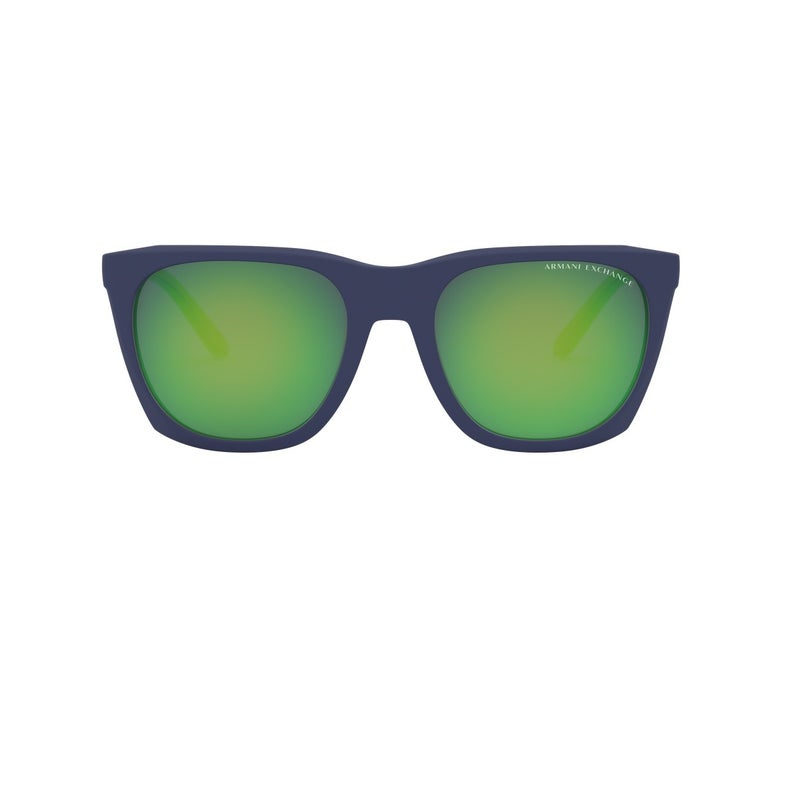 Armani AX4085SF 82853R 56 Unisex Sunglasses - Polarized Green Lens with Blue Square Frame - Luxury Italian Eyewear - UV400 Protection - Image 2